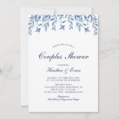 Bleu Aquarelle Mariage Couples Douche Invitation (Devant)