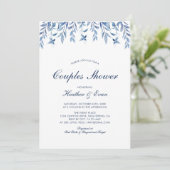 Bleu Aquarelle Mariage Couples Douche Invitation (Debout devant)