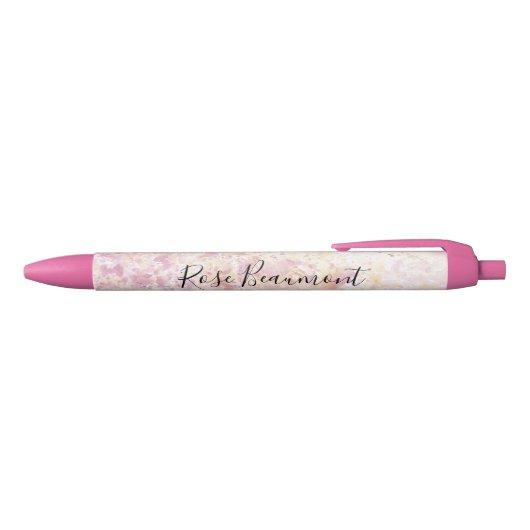 Bleu Aquarelle rose jaune moderne Script Stylo d'encre (Haut)