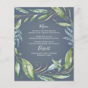 Bleu Aquarelle Verdure Wreath Mariage Cartes de me
