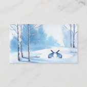 Bleu Arbres Blancs Lapin Mariage d'hiver Cartes (Dos)
