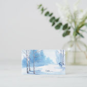 Bleu Arbres Blancs Lapin Mariage d'hiver Cartes (Debout devant)