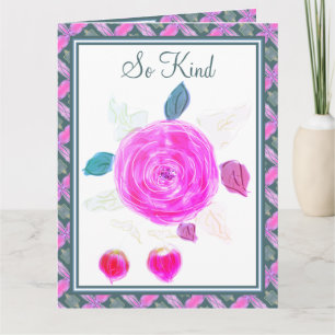 Bleu ardoise Carte de remerciements à fleurs