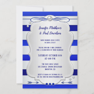 Bleu Argent Blindé Post Mariage Invitation