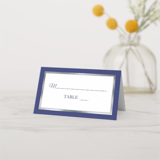 Bleu | ARGENT | Cartes De Place Blancs Simple Et É (Devant)