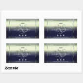 Bleu Argent Étiquette Bijoux Monogramme Logo (Feuille)
