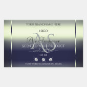 Bleu Argent Étiquette Bijoux Monogramme Logo (Devant)