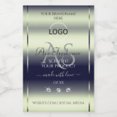 Bleu Argent Étiquette Bijoux Monogramme Logo (Étiquettes simples)