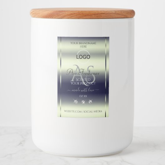 Bleu Argent Étiquette Bijoux Monogramme Logo (Devant)