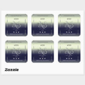 Bleu Argent Étiquette Bijoux Monogramme Logo (Feuille)
