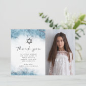 Bleu Argent Marbre Bat Mitzvah Merci (Debout devant)