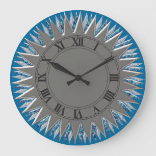 Bleu Argent Mur Solaire Horloge