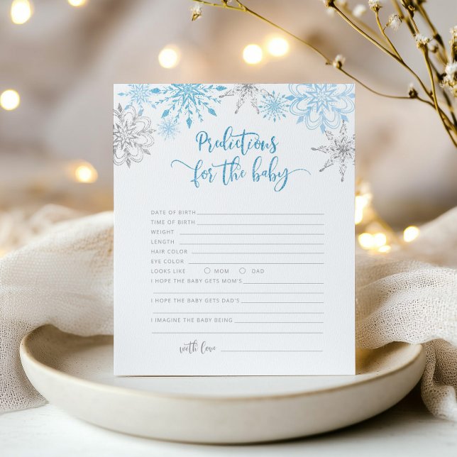 Bleu argent neige prédiction pour carte bébé (Créateur téléchargé)