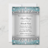 Bleu & Argent Sparkle Diamond Sweet 16 Invitation (Dos)