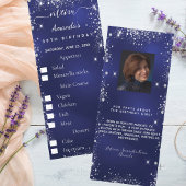 Bleu argenté amusement faits carte menu d'annivers