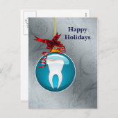 bleu argenté Carte de fin de année dentiste (Devant / Derrière)