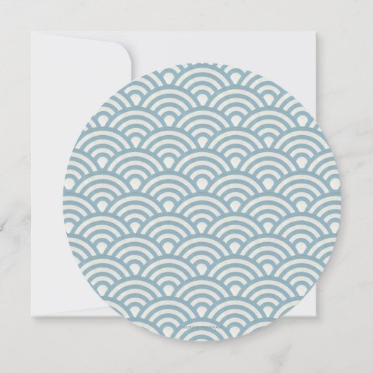 Bleu arrondi + Faire-part de mariage Motif blanc (Dos)