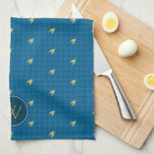 Bleu avec Accent Or Houndstooth Serviette de cuisi (Quart Plié)