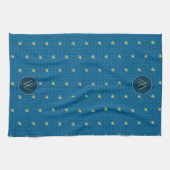 Bleu avec Accent Or Houndstooth Serviette de cuisi (Horizontal)