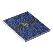 Bleu avec Black Lace et Gold Music Heart Bloc-note (Incliné)