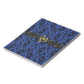 Bleu avec Black Lace et Gold Music Heart Bloc-note (Tourné)