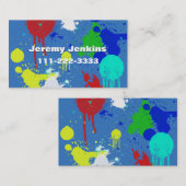 Bleu avec Carte de visite de peinture (Devant / Derrière)