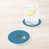 Bleu avec Dessous de verre de grès en pierre de ta (Côté)