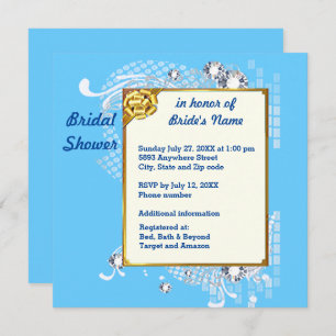Bleu avec diamant de cadre Invitation de douche nu