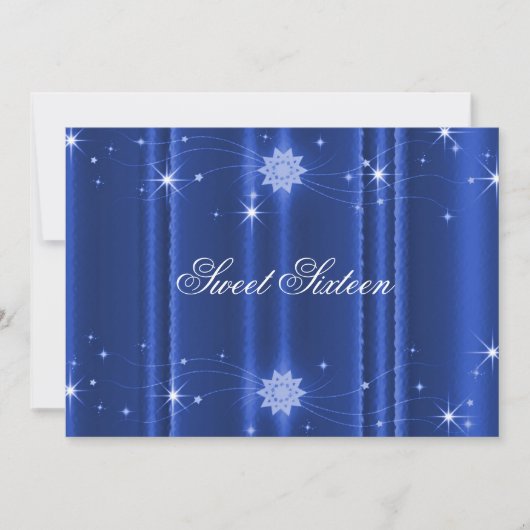 Bleu avec étoiles Sweet sixteen Invitation (Devant)
