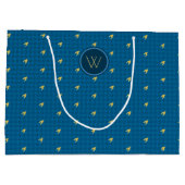 Bleu avec Houndstooth or Sac cadeau (Dos)