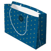 Bleu avec Houndstooth or Sac cadeau (Dos Angle)