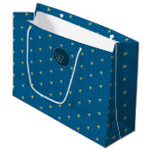 Bleu avec Houndstooth or Sac cadeau (Devant Angle)