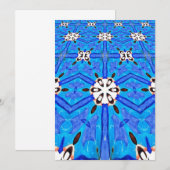 bleu avec invitation géométrique blanche (Devant / Derrière)