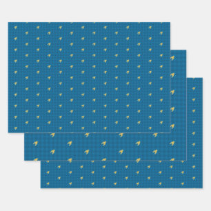 Bleu avec jeu de papier d'enveloppement en pieds d