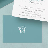 Bleu avec le choix de repas Monogramme Cartes RSVP
