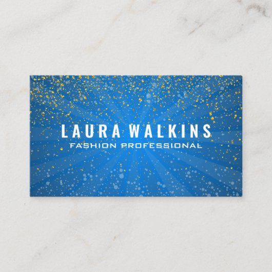 Bleu avec mât léger | Carte de visite Gold Speckle (Devant)