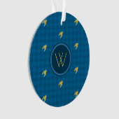 Bleu avec or Accent Houndstooth Ornement (devant)