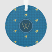 Bleu avec or Accent Houndstooth Ornement (dos)