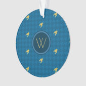Bleu avec or Accent Houndstooth Ornement (devant)