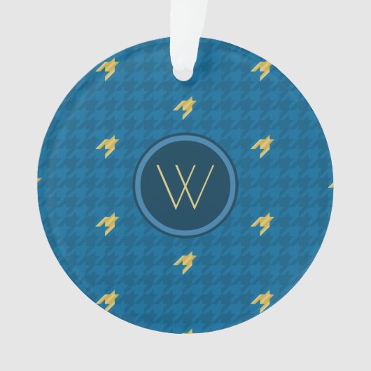 Bleu avec or Accent Houndstooth Ornement (devant)