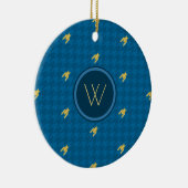 Bleu avec or Accent Houndstooth Ornement (Droite)