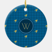 Bleu avec or Accent Houndstooth Ornement (Dos)