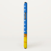 Bleu avec Pois et tournesol iPhone X Coque (Dos/Droite)