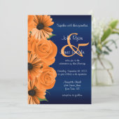 Bleu avec Rose orange et invitation de mariage de  (Debout devant)