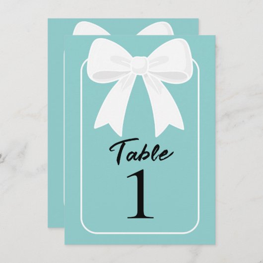 Bleu Avec Vaches Blanches Coquette Numéro De Table (Devant / Derrière)