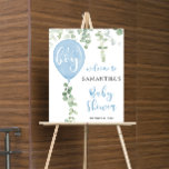 Bleu baby shower eucalyptus signe de bienvenue<br><div class="desc">Pour une personnalisation plus avancée de ce design,  il suffit de cliquer sur le bouton "Customiser" ci-dessus !</div>