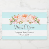 Bleu Baby shower Floral Étiquette (Étiquettes simples)
