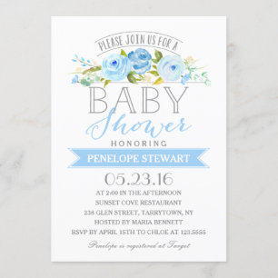 Bleu baby shower Invitation baby shower
