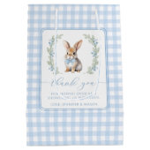 Bleu baby shower lapin de Pâques merci sacs cadeau (Dos)