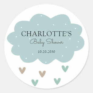 Bleu Baby shower Pluie Cloud Sticker